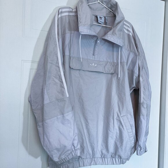 Adidas Anorak Jacket Kangaroo Pale Grey Unisex - Picture 5 of 8